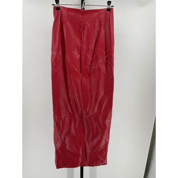 Nicholas 'Enid' Red Polyurethane Maxi Skirt Size 0 - Picture 2 of 5